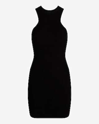 Ribbed High Neck Mini Sweater Dress