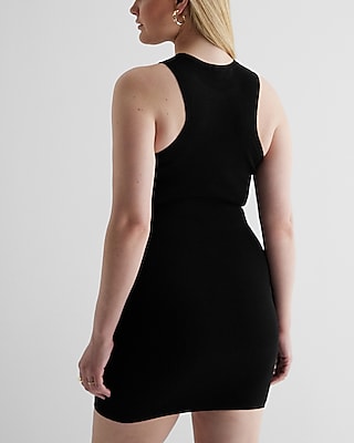 Ribbed High Neck Mini Sweater Dress