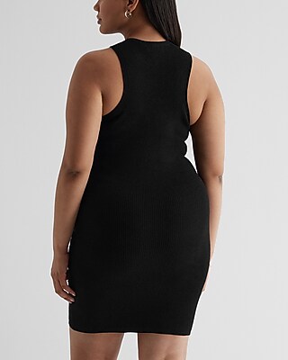 Ribbed High Neck Mini Sweater Dress