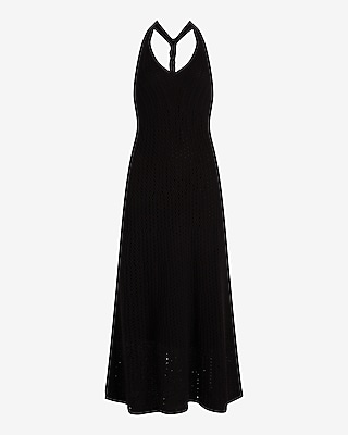 Crochet V-Neck Twist Back Maxi Dress Cover Up