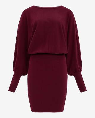 Crew Neck Puff Sleeve Mini Sweater Dress - image 4