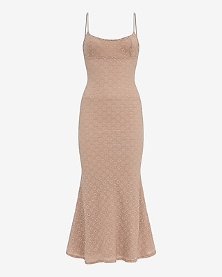 Textured Floral Scoop Neck Sleeveless Midi Dress