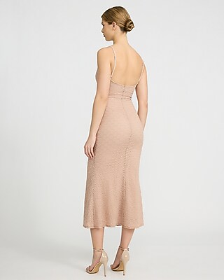 Textured Floral Scoop Neck Sleeveless Midi Dress