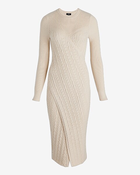 Ex - Long Slv Surplice Skirt Sweater Midi - 9418529 Ex - Long Slv Surplice Skirt Sweater Midi - 9418529