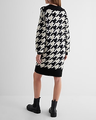 Houndstooth V-Neck Mini Sweater Polo Dress - image 4