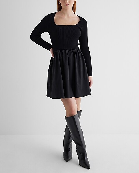 Black flared knitted mini skirt, Women's Fashion, Bottoms, Skirts on  Carousell