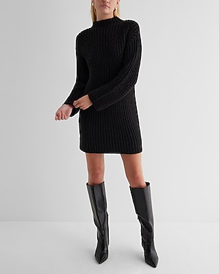 PolkaBella - Long-Sleeve V-Neck Ruched Knit Mini Bodycon Dress