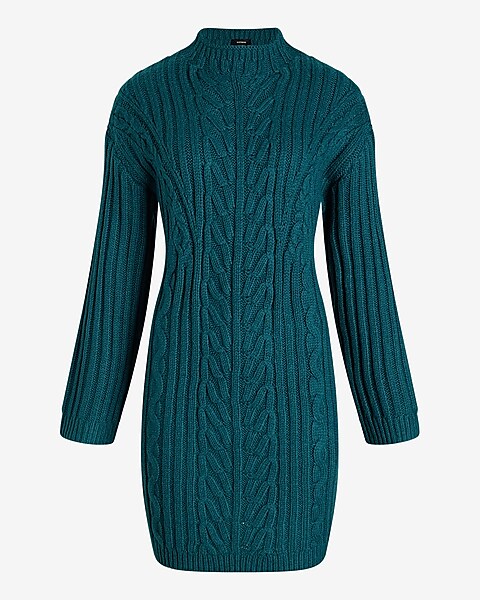 Cable-Knit V-Neck Long Sleeve Mini Sweater Dress – KesleyBoutique