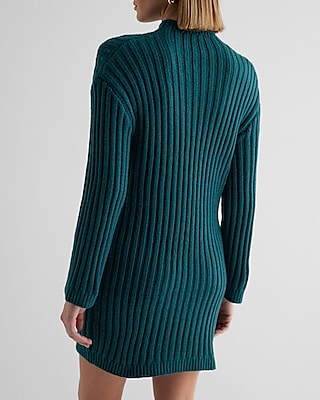 Cable Knit Mock Neck Long Sleeve Mini Sweater Dress