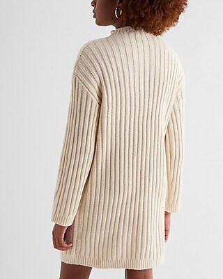 Cable Knit Mock Neck Long Sleeve Mini Sweater Dress