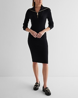 Express  Body Contour Scoop Neck Cutout Sweater Midi Dress in