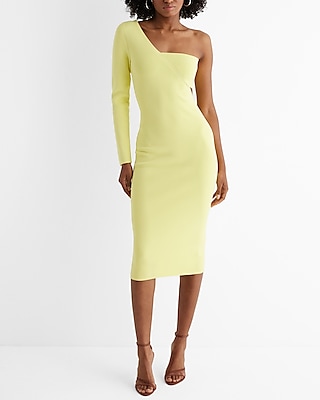 Catching Glances Yellow Ribbed Cutout Halter Midi Dress