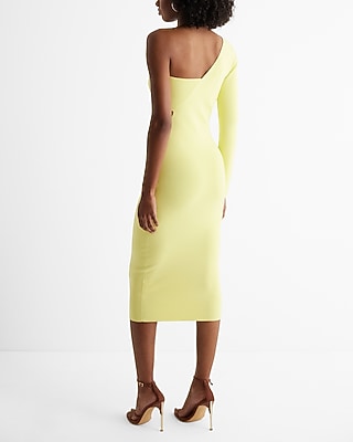 EX - LONG SLV CUT-OUT ONE SHLDR SWEATER MIDI - 9419020:LEMON ZEST:M