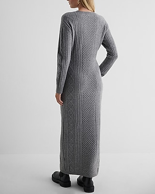 knee length dresses for ladies Keaton Knit Maxi Dress with V-Neckline in Beige *Final Sale* Large