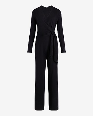 V-Neck Surplice Tie Waist Sweater Jumpsuit - image 4