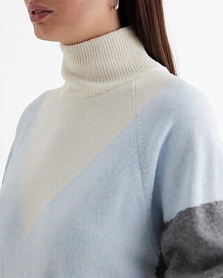Color Block Turtleneck Mini Sweater Dress