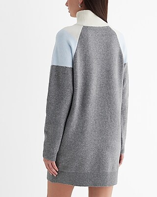 Color Block Turtleneck Mini Sweater Dress