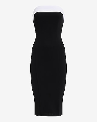 Tipped Strapless Midi Dress