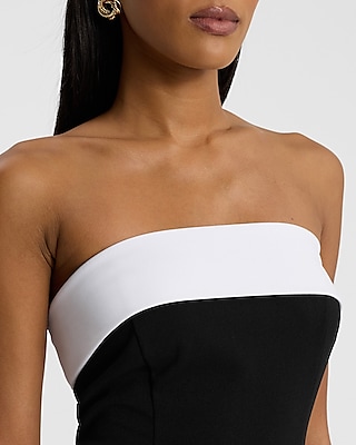 Tipped Strapless Midi Dress