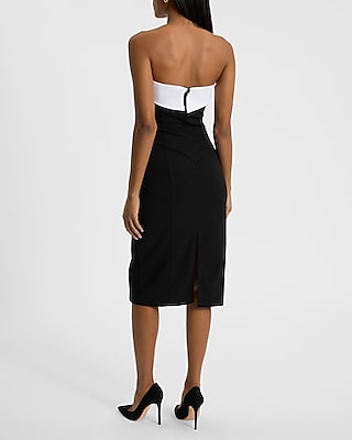 Tipped Strapless Midi Dress