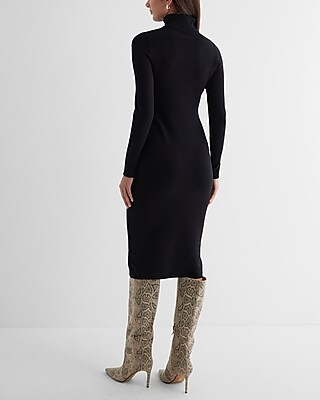 Turtleneck Long Sleeve Midi Sweater Dress Express - Main Image