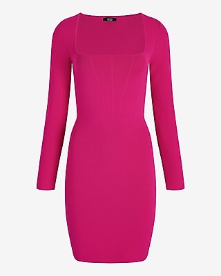 Square Neck Corset Mini Sweater Dress | Express