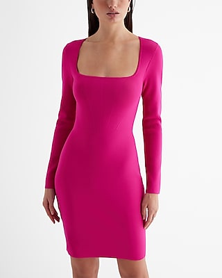Square Neck Corset Mini Sweater Dress | Express