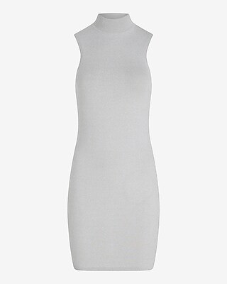 Mock Neck Sleeveless Mini Sweater Dress | Express