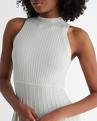 Pleated Mock Neck Midi Sweater Dress | Express