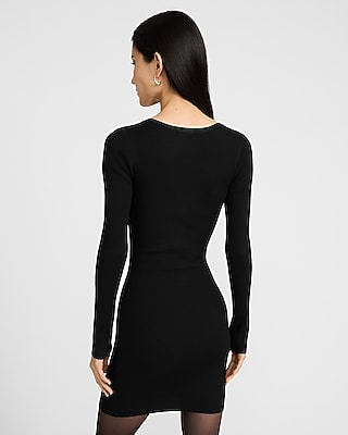 Ribbed Sweetheart Twist Front Mini Sweater Dress