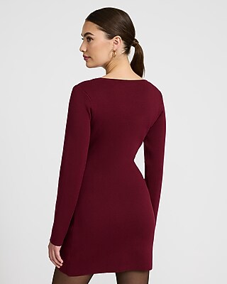 Gold Novelty Button Scoop Neck Mini Sweater Dress - image 3