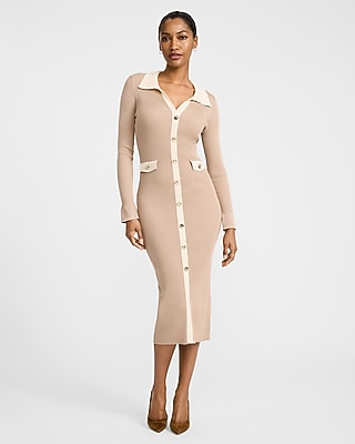 Halter Cutout Knot Front Midi Sweater Dress | Express