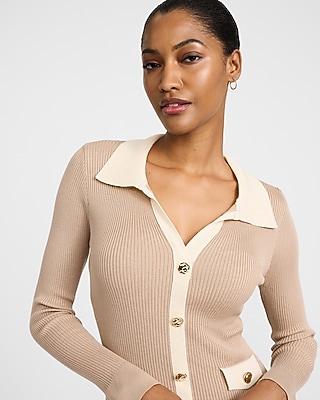 Long Sleeve Button Front Sweater Polo Midi Dress - image 5