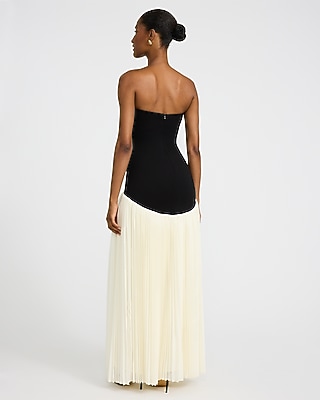 Color Block Strapless Mixed Media Maxi Dress