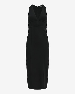 Crepe V-Neck Keyhole Racerback Midi Sheath Dress - thumbnail 2