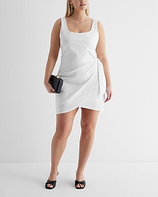 Body Contour Square Neck Wrap Front Mini Dress