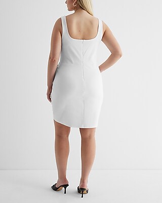 Body Contour Square Neck Wrap Front Mini Dress