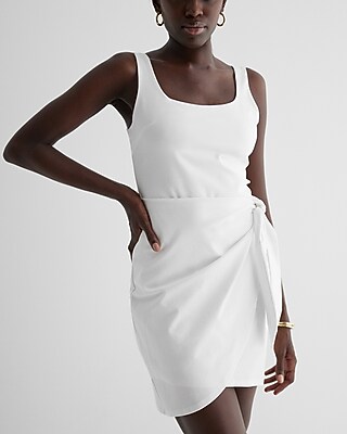 Body Contour Square Neck Wrap Front Mini Dress