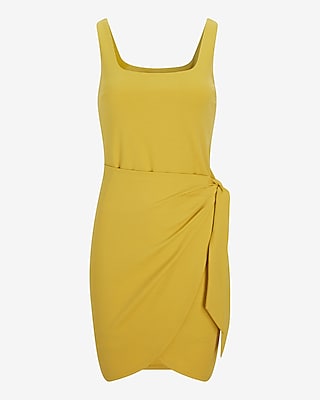 Body Contour Square Neck Wrap Front Mini Dress
