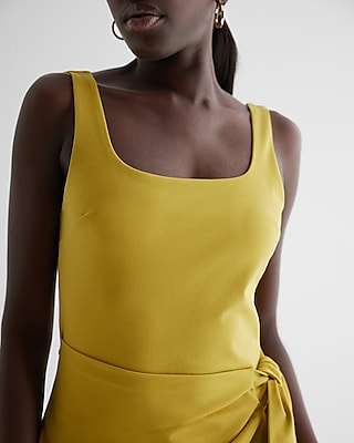 Body Contour Square Neck Wrap Front Mini Dress