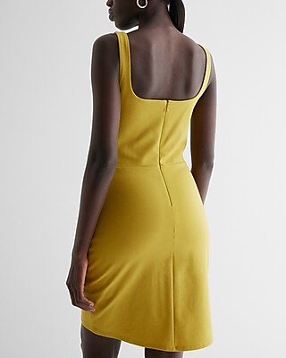 Body Contour Square Neck Wrap Front Mini Dress