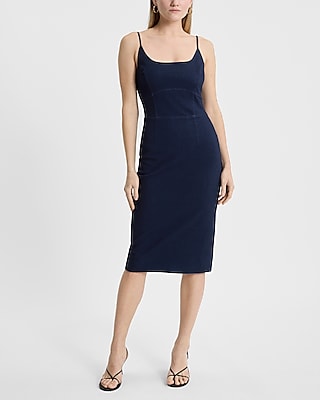 Denim Sleeveless Midi Sheath Dress