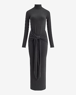 Mock Neck Long Sleeve Wrap Waist Maxi Dress Express