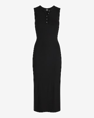rib sleeveless sweetheart henley dress dark navy B DARLIN Womens Zippered Neckline Above The Knee Fit + Flare Evening UK Size:14 Fashion neck and functional poppers for added style and easy wear Time and Tru Womens Sleeveless