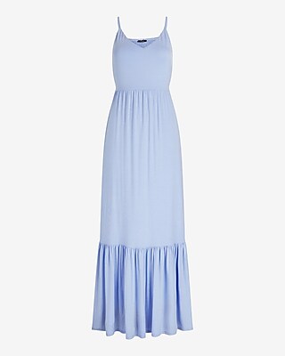 V-Neck Back Cutout Tiered Maxi Dress