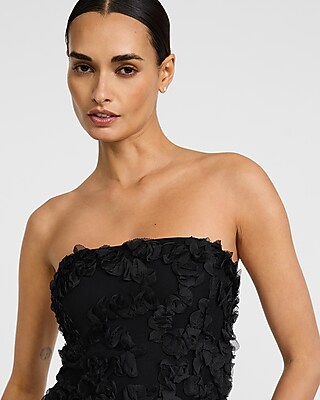 Rosette Strapless Maxi Sheath Dress