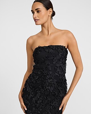 Rosette Strapless Maxi Sheath Dress