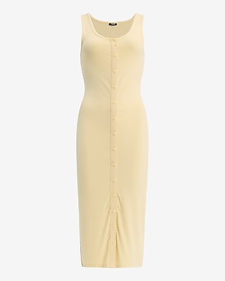 Ribbed Scoop Neck Button Down Midi Dress - image 3