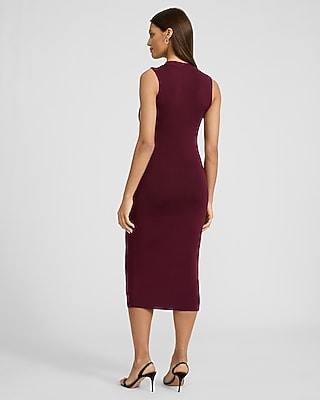 Sleeveless Button Front Ruched Midi Dress - image 5