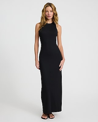 Crew Neck Sleeveless Open Back Knit Maxi Dress